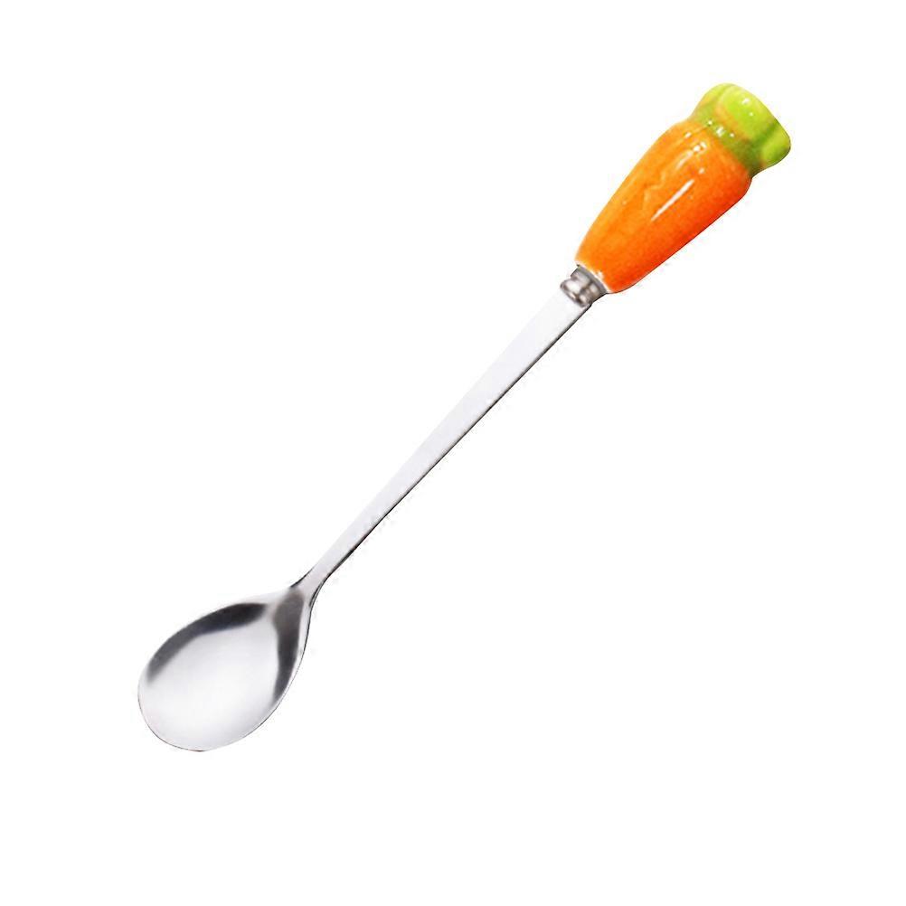 Serving Spoon For Mixing Stainless Steel Cutlery Home Use Long Handle Orange 15.7 X 2.5 X 1 Cm Stirring 1Pack