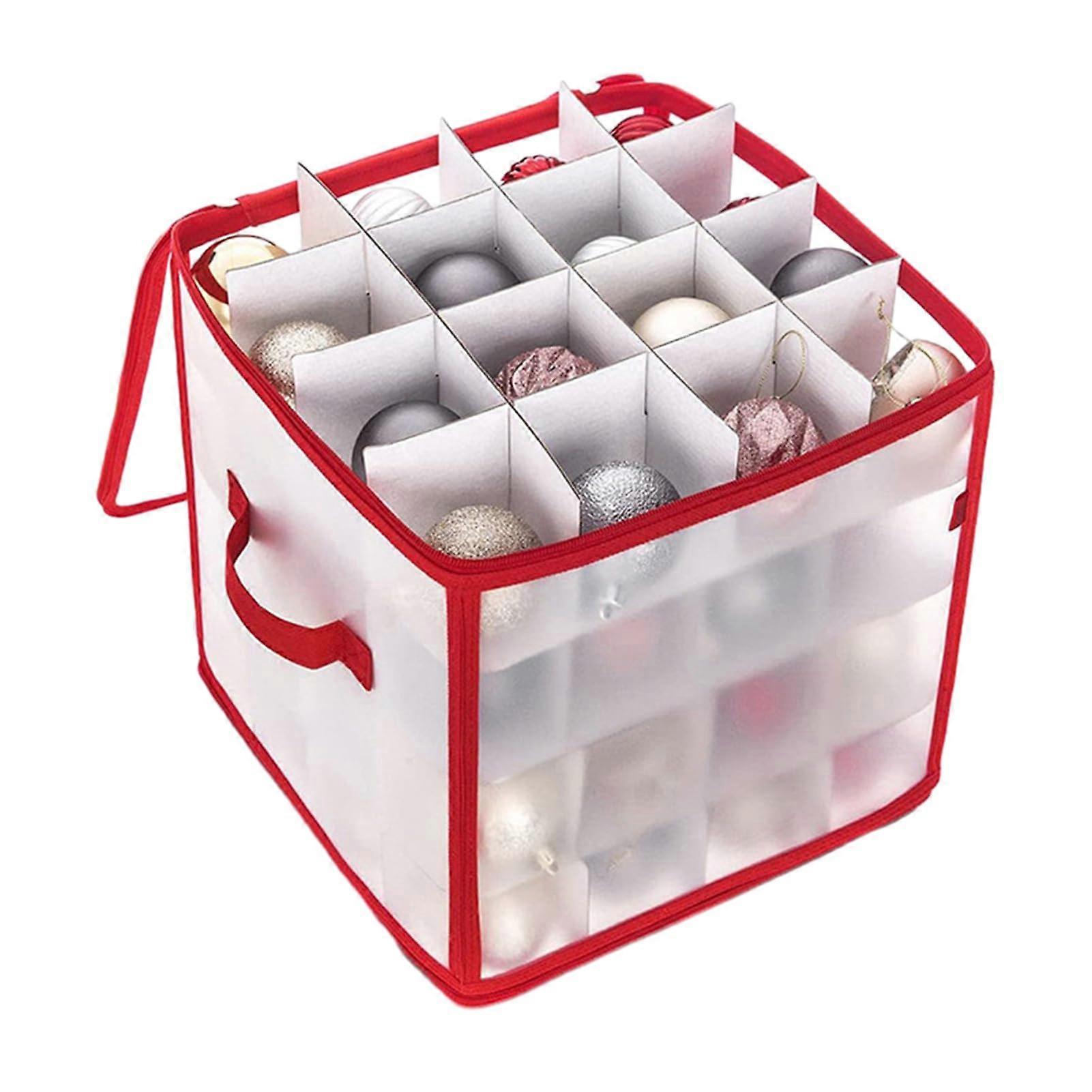 Ornament storage bag, portable holiday organizer, adjustable, stackable, waterproof