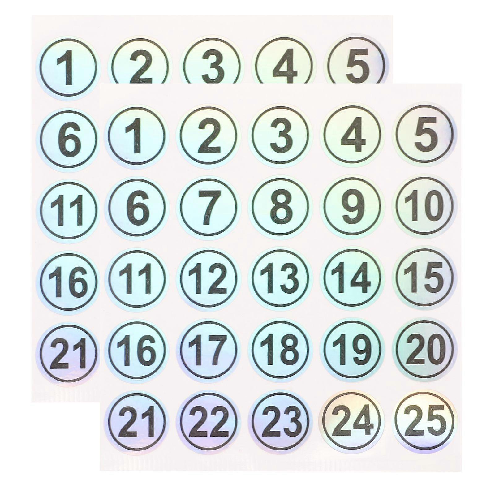 2 Sheets of Round Digital Stickers Multi-function Number Sticker Number Labels Stickers