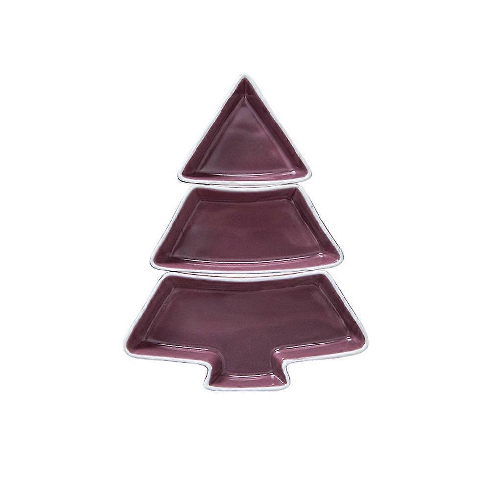 Fruit Serving Tray with Sections Ceramics Christmas Tree for Bars and Restaurants Purple 21.5 x 16.5 x 2.6 cm Serving 1Set