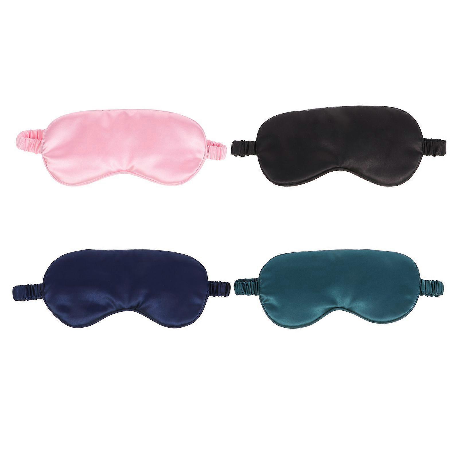 Sleeping Eye Mask Silk Blindfolds Elegant Solid Color for Adults Home Use 21X10cm Light Blocking 4Pcs