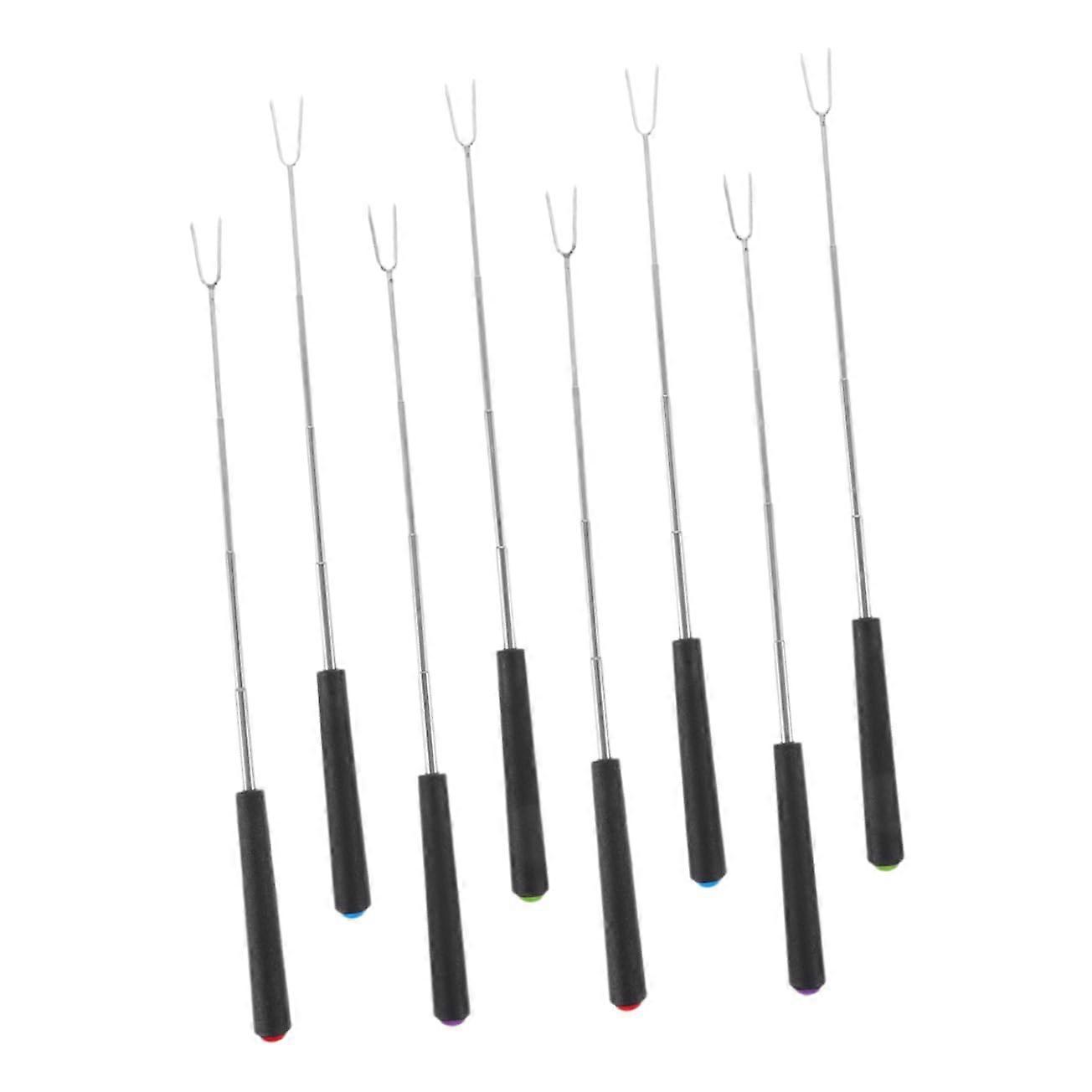 8Piece Set Barbecue Forks Mini Forks Campfire Sticks Extendable Fondue Forks