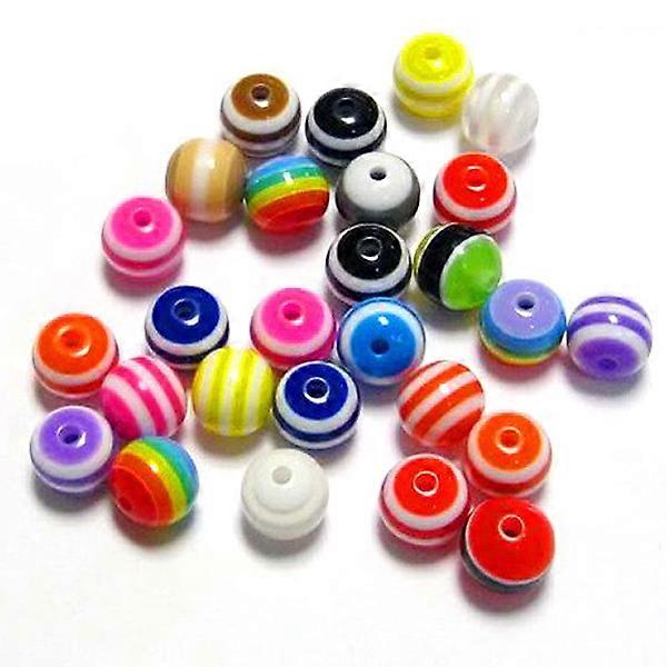 Colorful Striped Acrylic Round Beads Accessories for DIY Jewelry Making Art Craft Projects 6mm 200Pcs