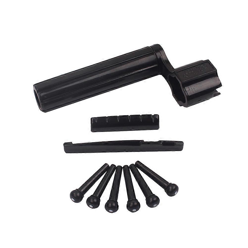 Acoustic Guitar Saddle and Nut String Winder Easy Playability for Guitar Maintenance 10.80X5.40X2.55CM Black 1Set