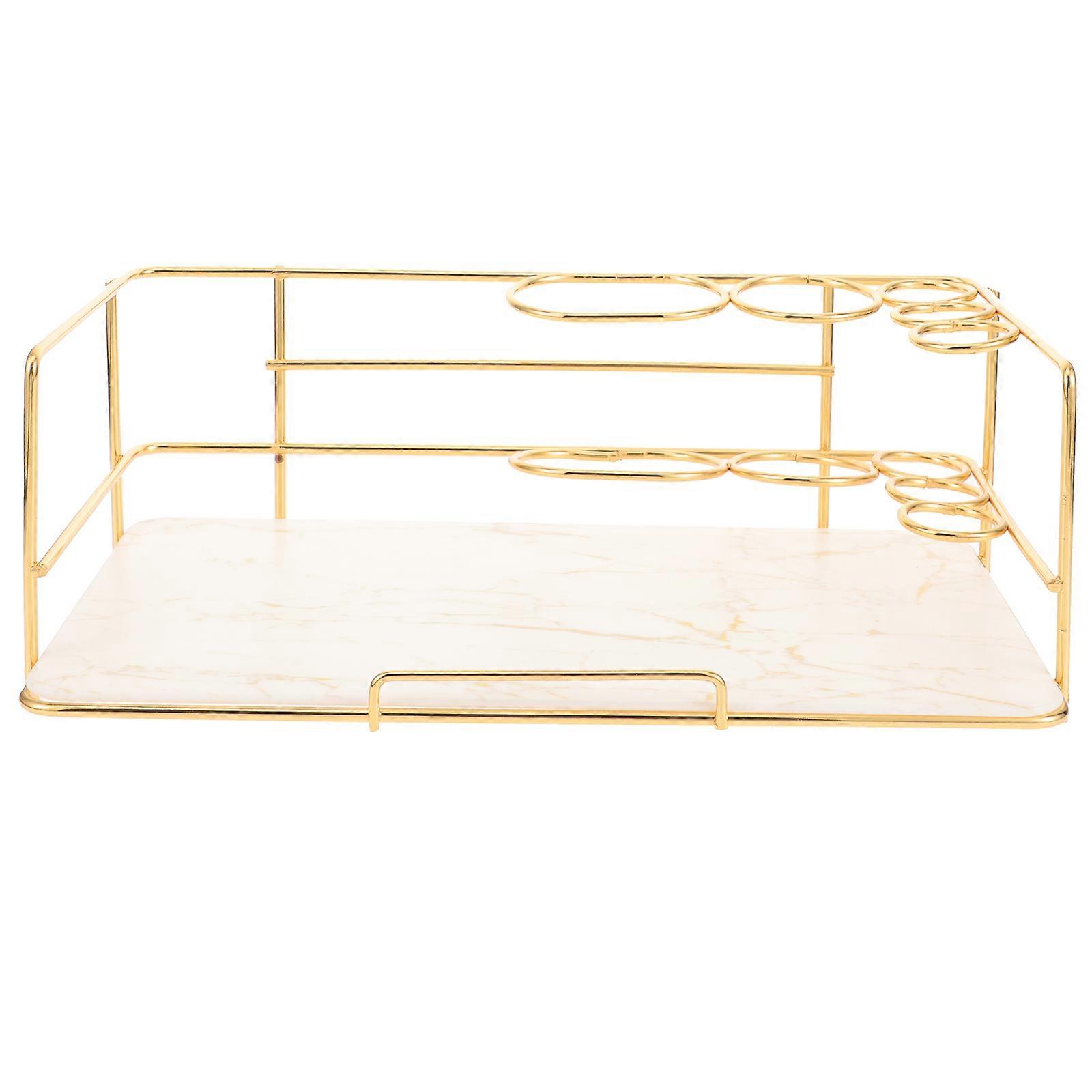 Marble Pattern Bathroom Counter Organizer Tray with Draining, Large Capacity Vanity Storage for Toothbrushes, Toothpaste, Soap, Sturdy Material for