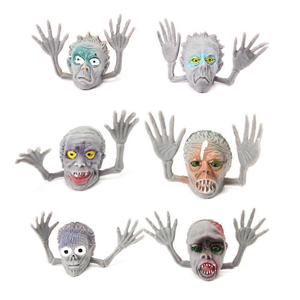 6pcs Finger Puppets Funny Simulation Zombie Finger Props Halloween Witch Interactive Toy Props Creative Finger Toy for Kid Child (Grey Skeletons)