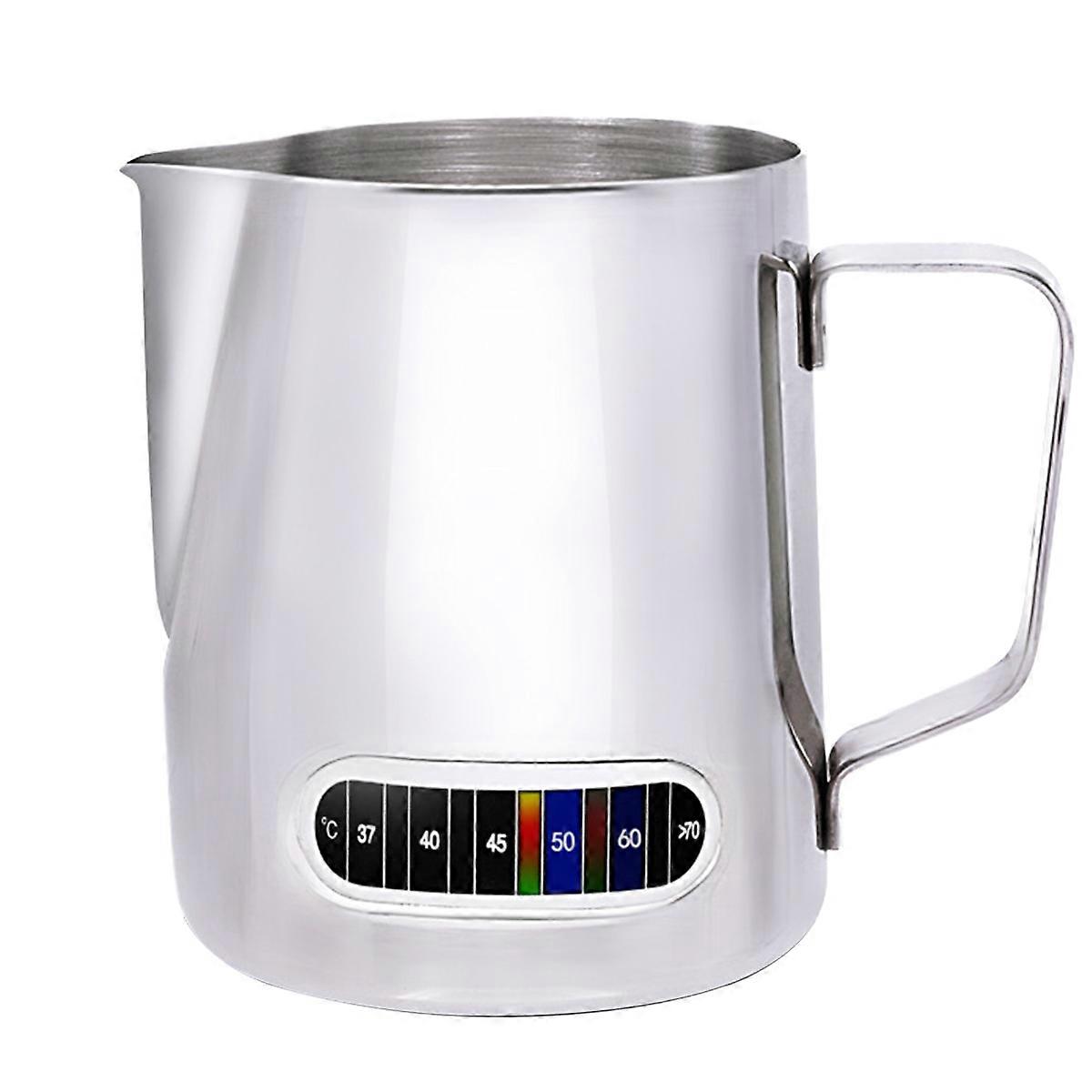 Frothing Pitcher Milk Frothing Cup Home Use Silver 12.8X11CM 600ml Comfortable Handle Temperature Control 1Set