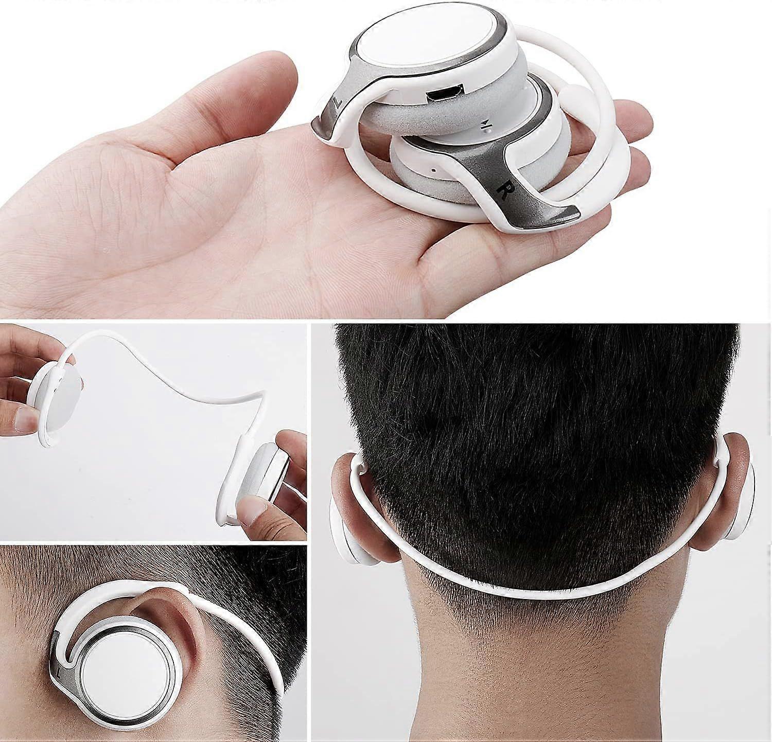 Small Bluetooth Headphones Wrap Around Head - Sports Wireless Headset with Built in Microphone and Crystal-Clear Sound, Foldable and Carried in The Pu