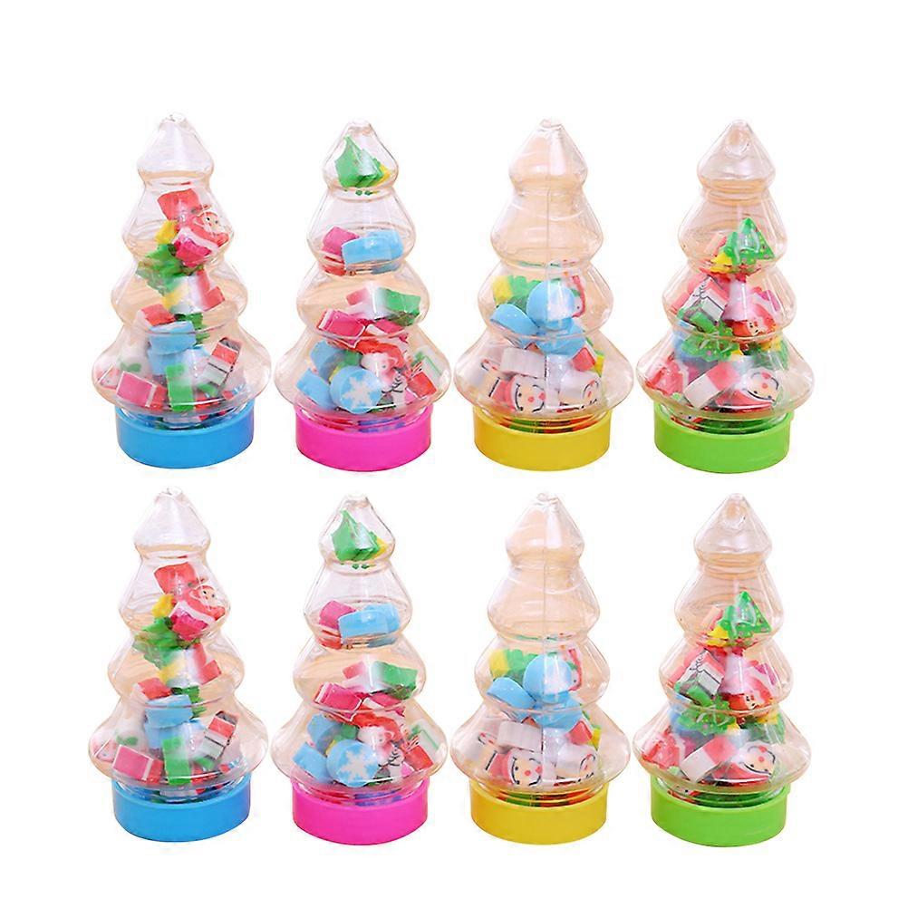 Cute Pencil Erasers Christmas Tree Design Practical Stationery For Office Workers And Students Random Color 4x3cm 8Pcs