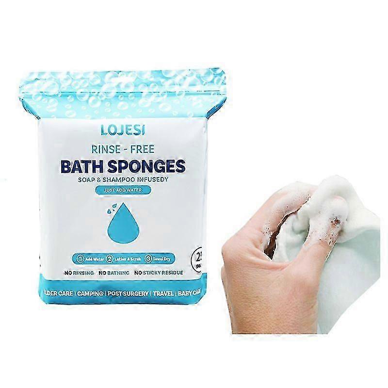 Lingettes de bain jetables sans rinçage - Paquet de 25 - Lingettes de douche à usage unique tout-en-1, il suffit de les humidifier, de les faire mousser et de les sécher sans shampooing ni rinçage