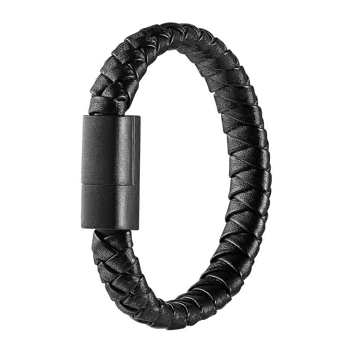 Usb C Data Sync Cable Braided Wristband Style Charging Digital Devices Daily Use Black 1Pack