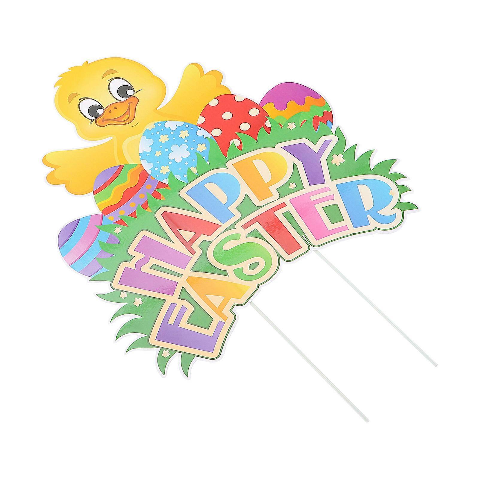 Small Chicken Letter Easter Yard Sign for Decoration Yard Stake 1Pcs