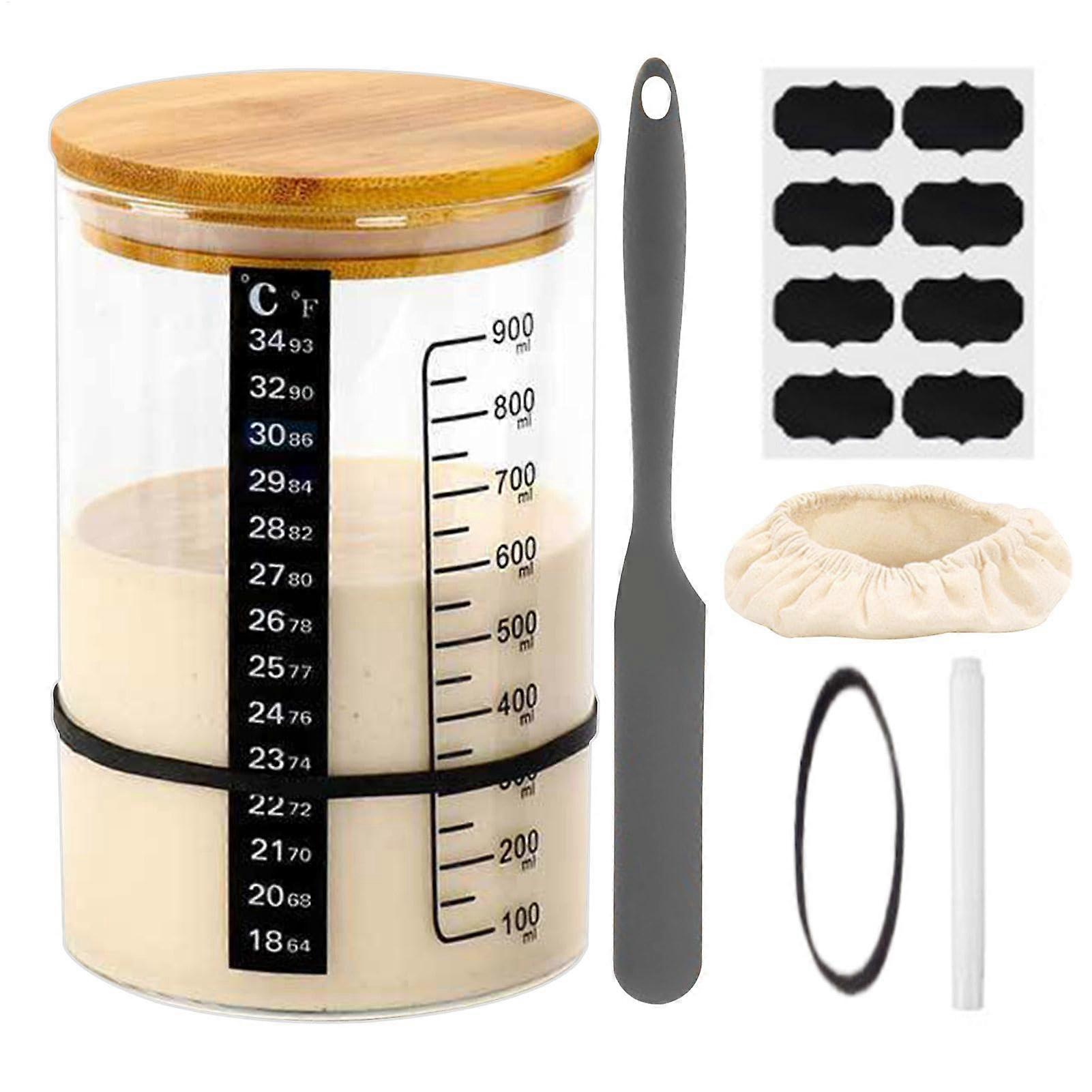 Sourdough Starter Jar Glass Fermentation Set For Home Use Wide Mouth Jars