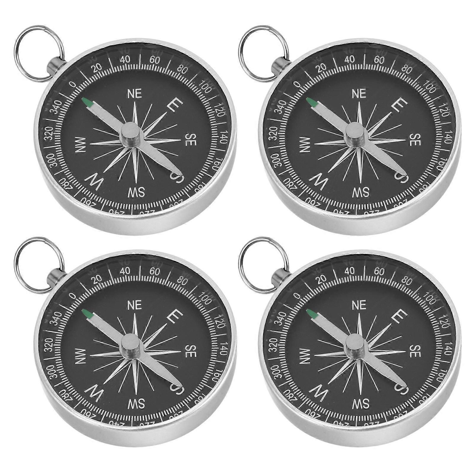 Portable Compass for Camping Aluminum Alloy Keychain Compass 4Pcs Set