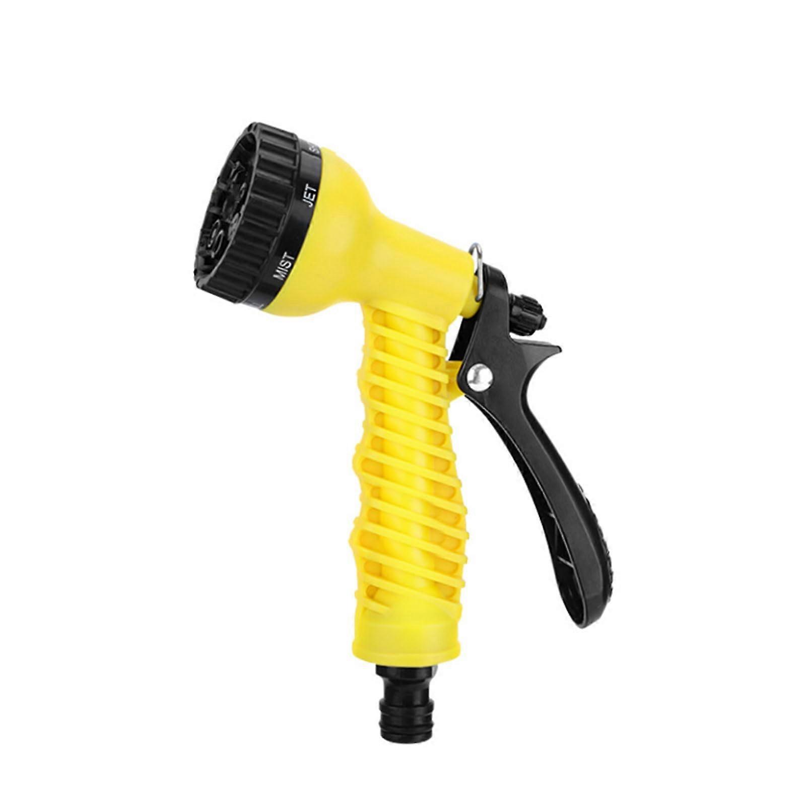 High-Pressure Hose Spray Gun with 7 Adjustable Patterns - Durable Yellow Garden Watering Nozzle for Efficient Spraying
