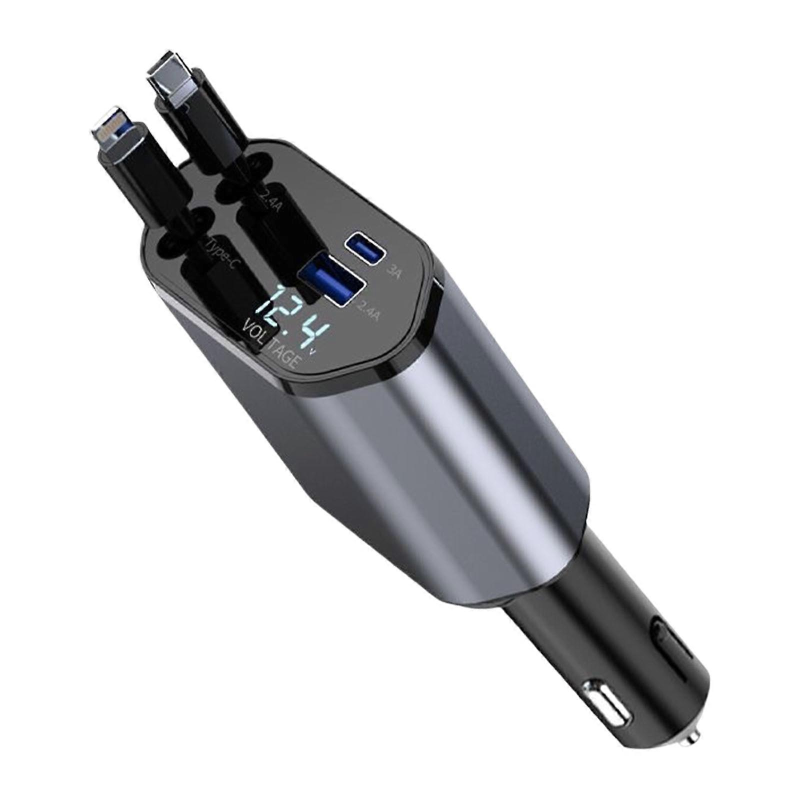 Universal Car Charger 4 in 1 USB Port Power Adapters LED Light Circuit Intelligent Protections Wide Compatibility