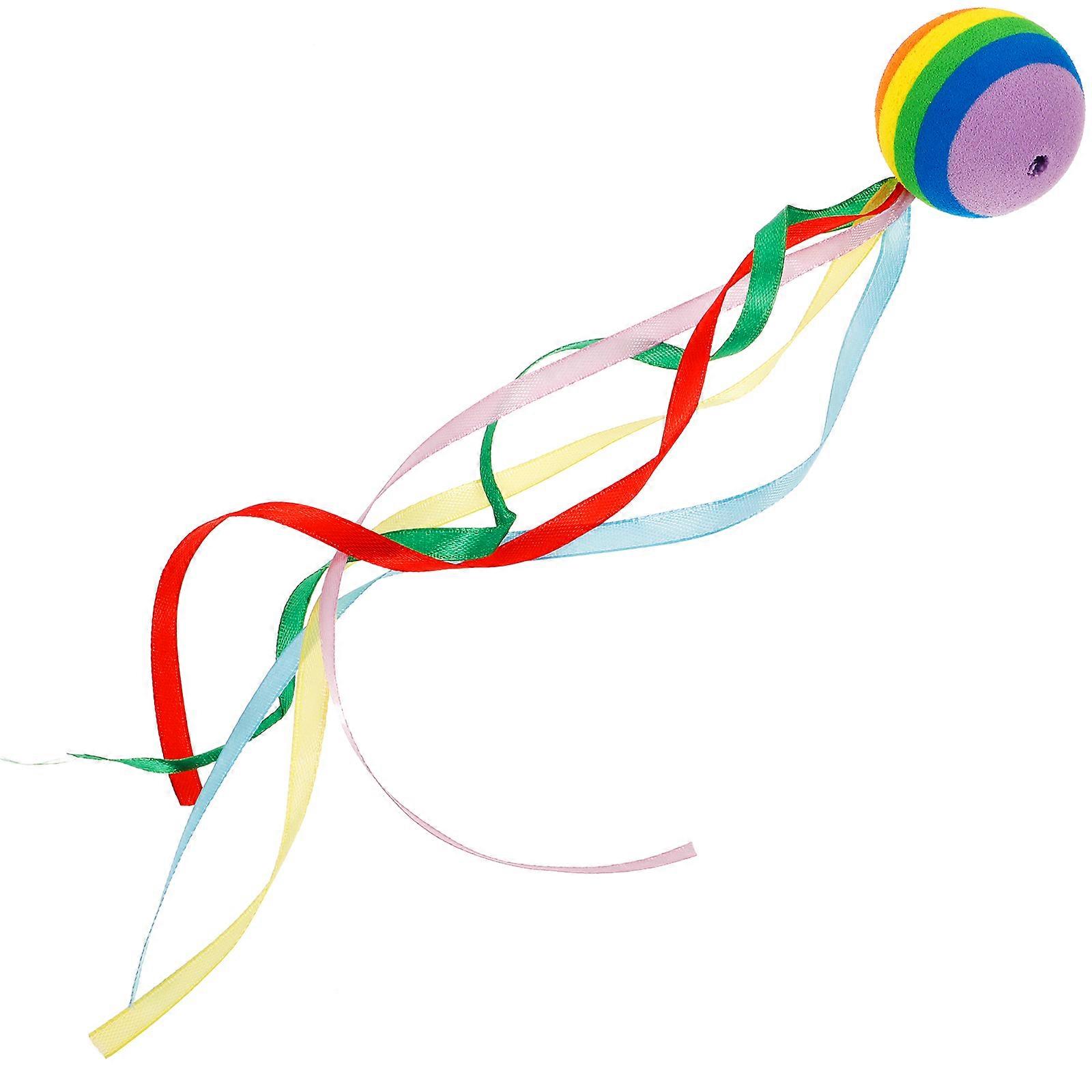 Rainbow Ball Car Antenna Topper with Ribbon Cute Decorative Accessory for Eye Catching Vehicle Exterior Decoration
