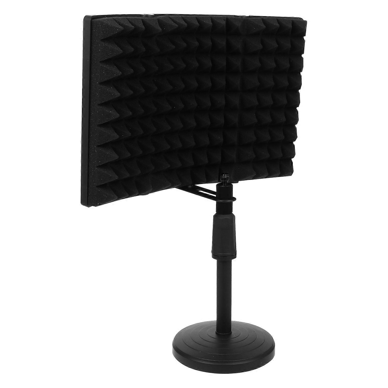Microphone Isolation Shield with Sound Absorbing Plate Portable Foldable Design for Studio Use Black