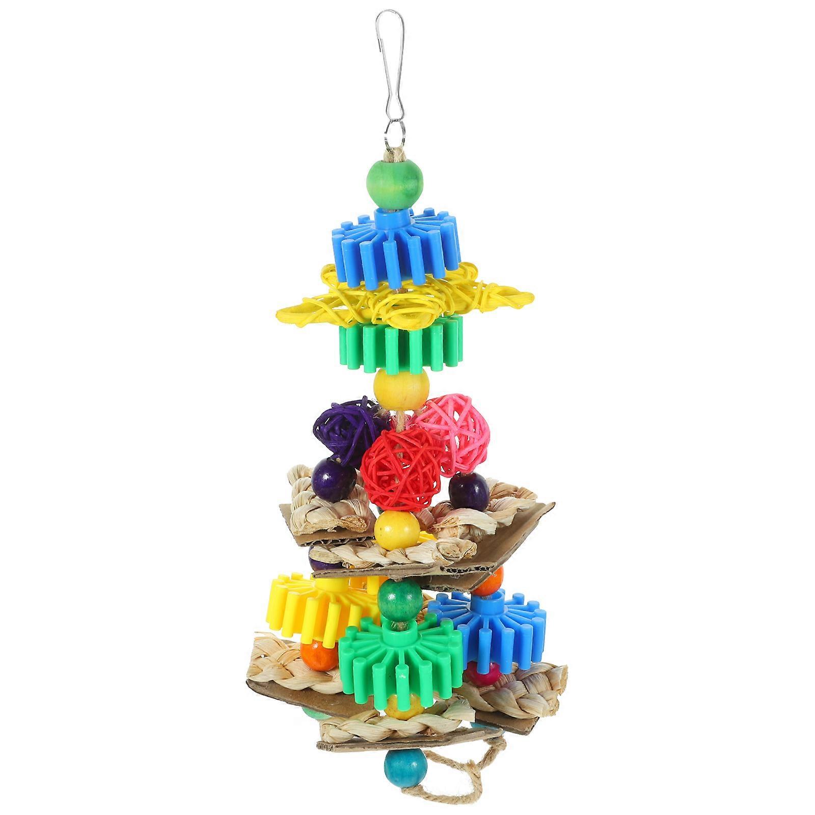 Bird Toy Parrot Toy Natural Parrots Chew Toy Interactive Playthings Round Ball Shape 5.5×4.3×11.4in 1 Set