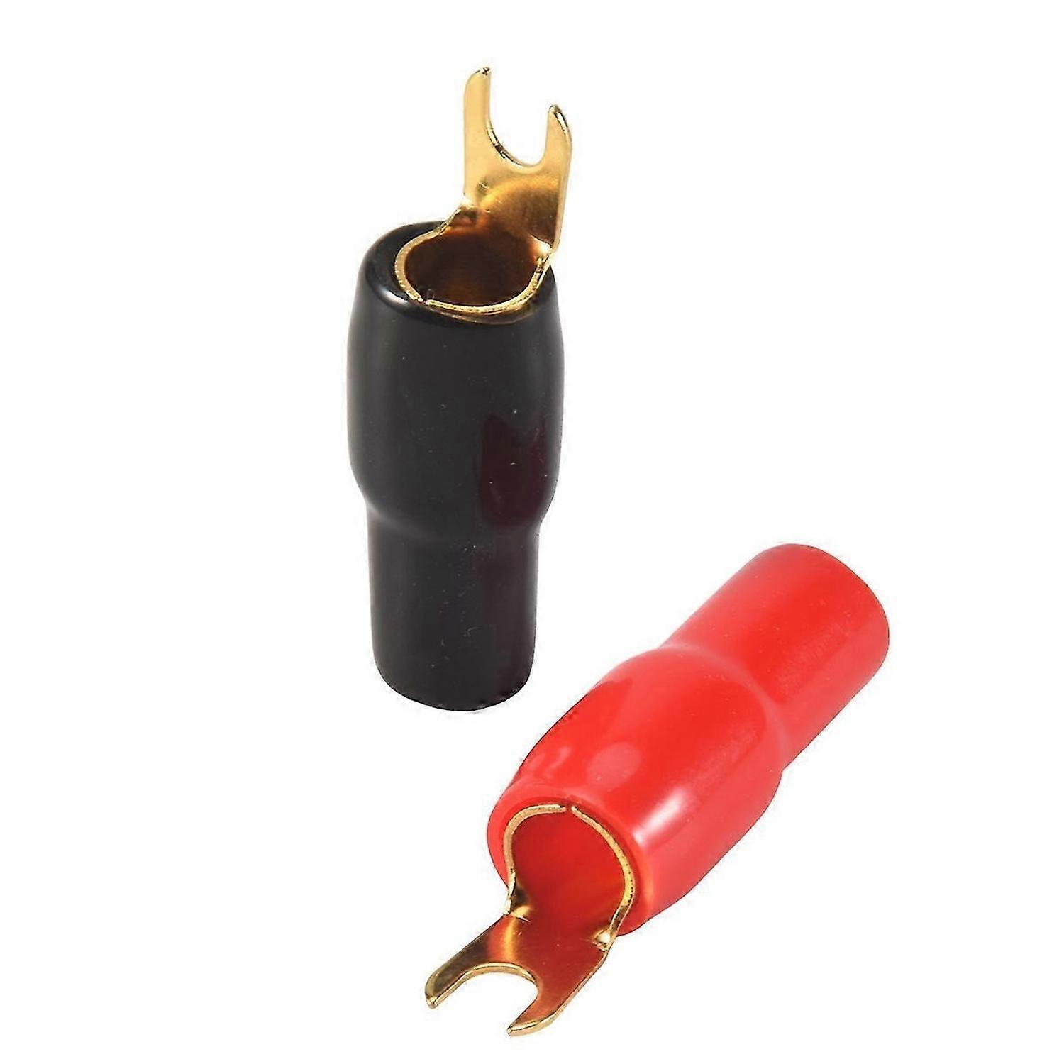 Terminal Spade Fork Adapter Connector Plug Crimp Barrier Spades Speaker Wire Terminal Plug-4GA