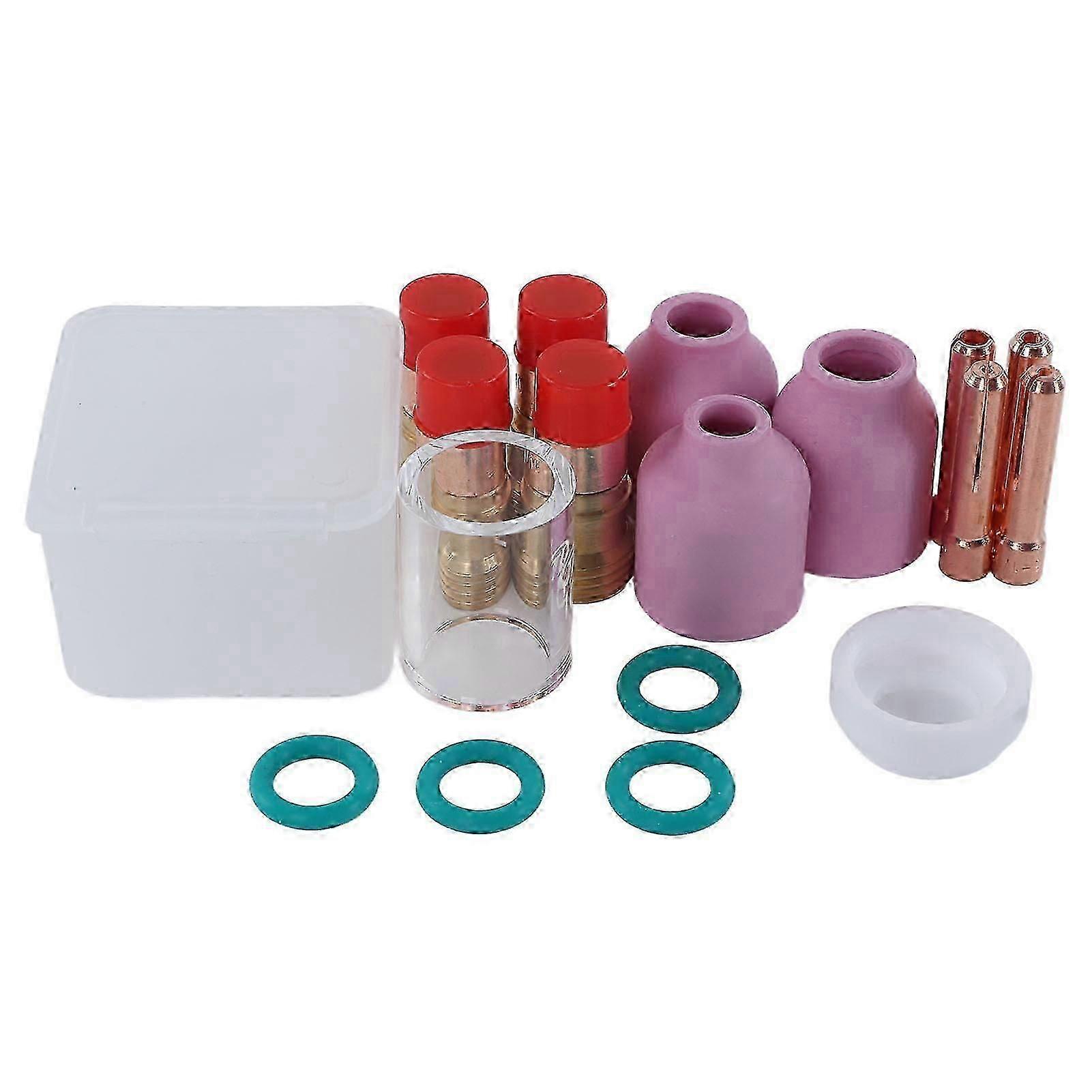 17Pcs TIG Welding Accessory Collet Gas Lens Nozzle Insulation Cup for WP 17 18 26 Welding Gun