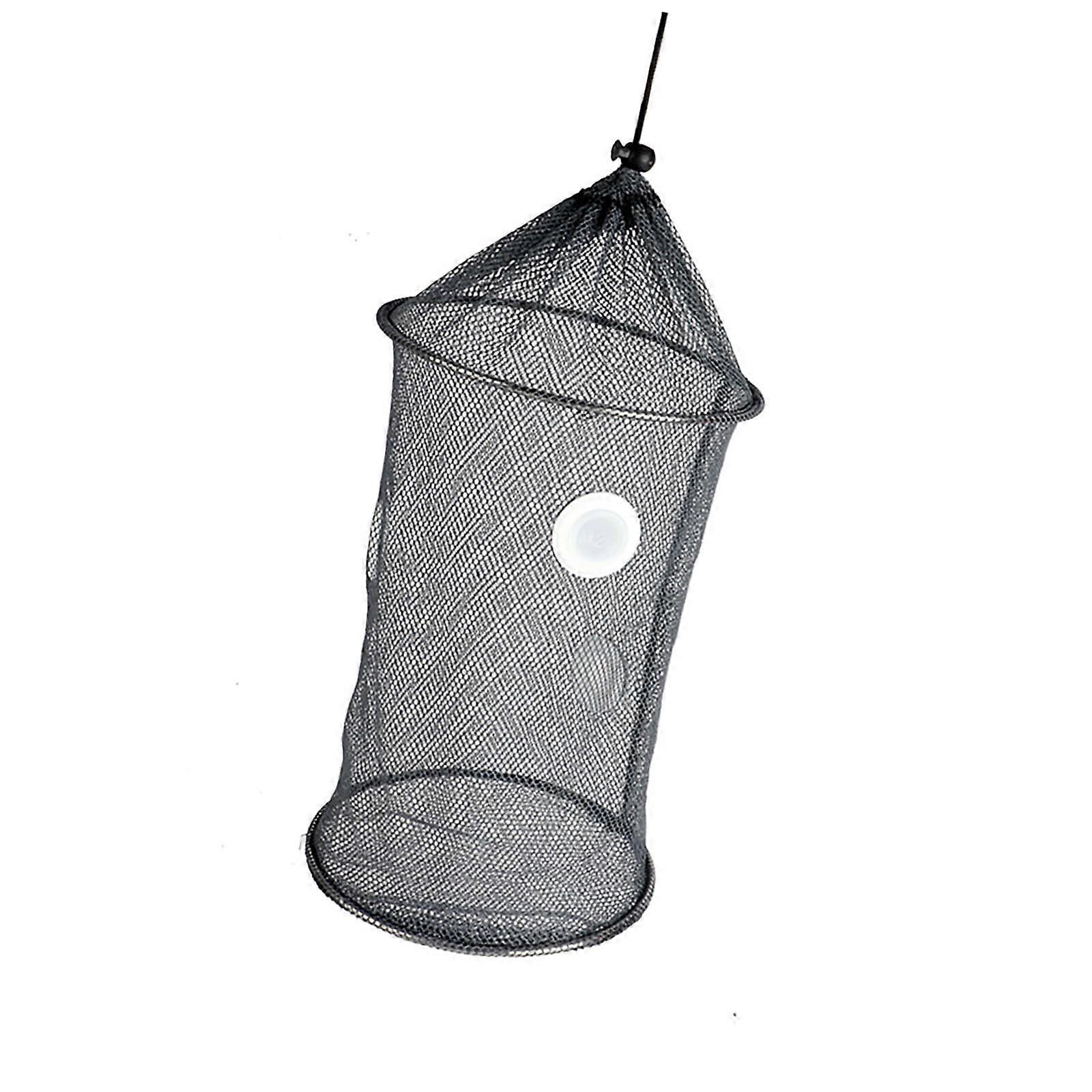 Foldable Fishing Lure Floating Fish Basket 20x30cm Black Rubber-Coated Mesh Robust Fishing Net for Shrimp Bait