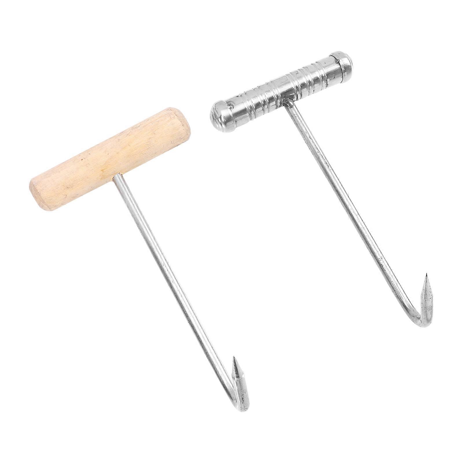 T-Shaped Handle Meat Bone Hooks for Barbecue 2Pcs Kitchen Tool