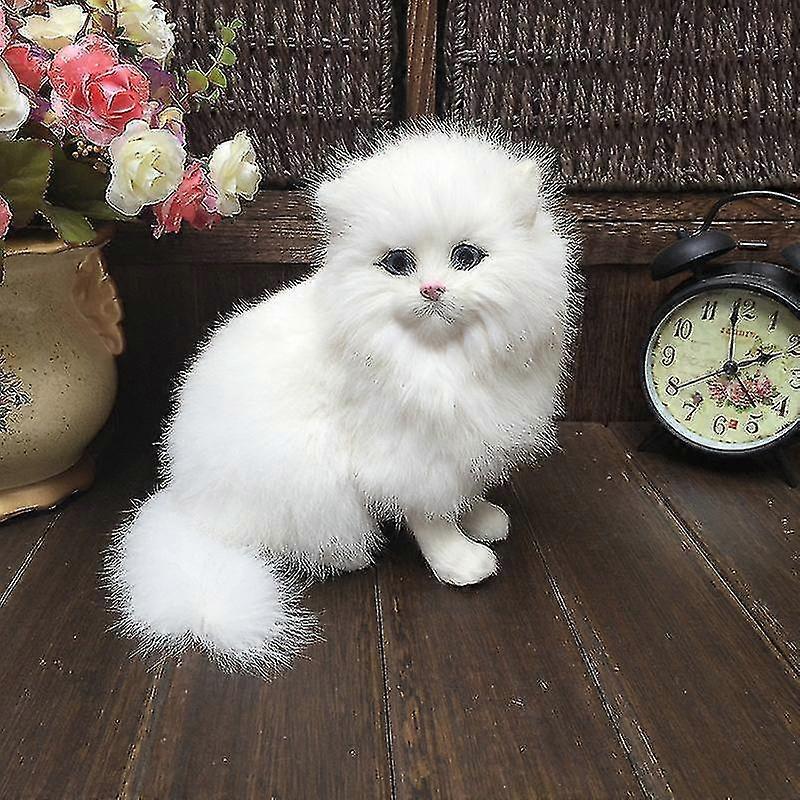 Interactive Companion Pet - Realistic Silver Cat with White Mitts