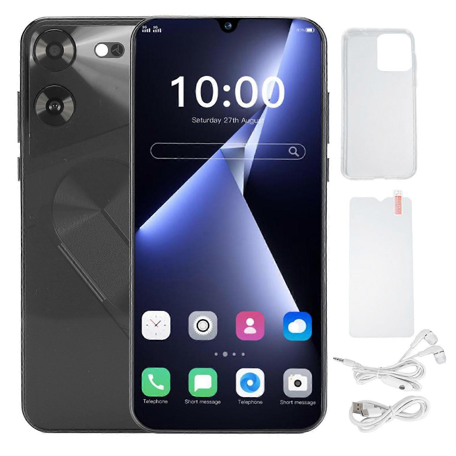Ultra Slim 6.49" HD Smartphone, 6GB RAM, 64GB ROM, 32MP Camera, Android 12, Black