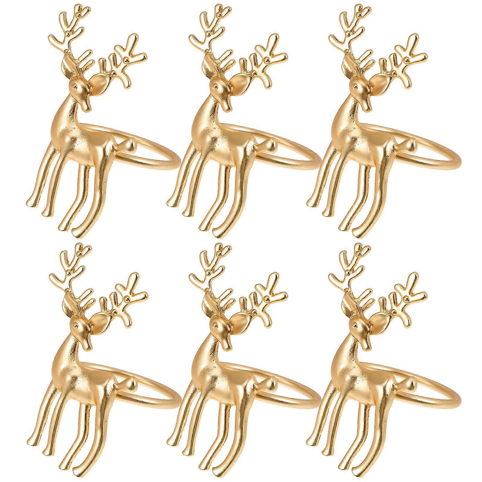 Napkin Holder Buckles Metal Napkin Rings Creative Dining Decors Golden 7x4cm Elegant Design Table Setting 6Pcs