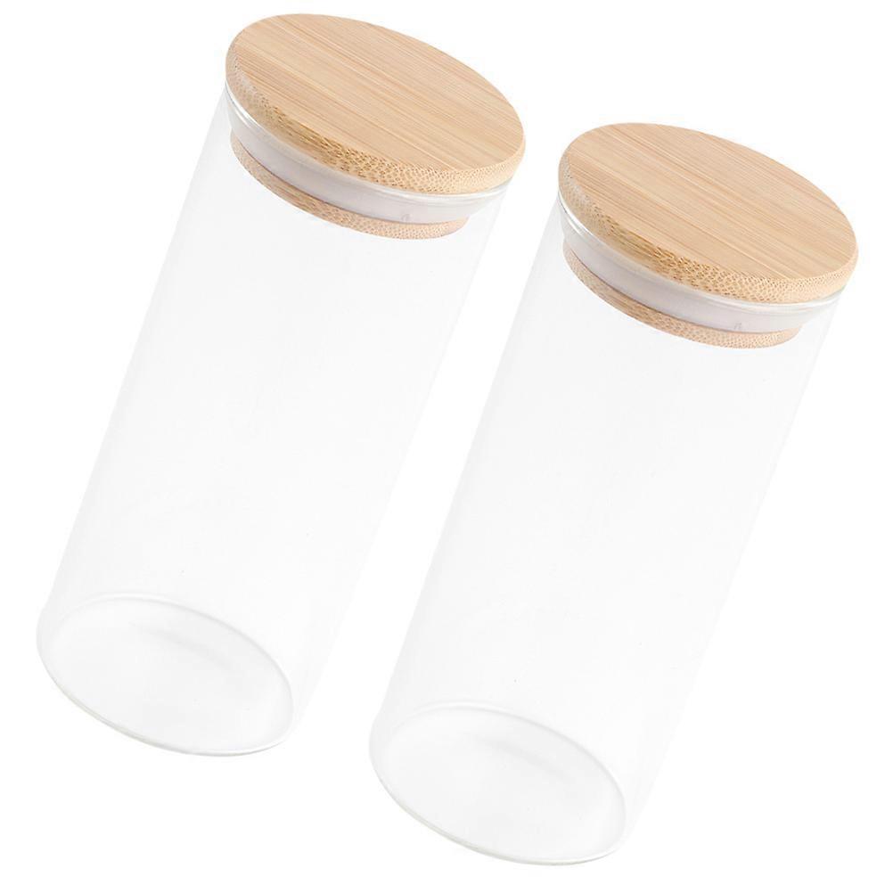 Food Containers Reusable Glass Storage Jars Kitchen Sealed Containers with Bamboo Lid for Household Use 450ml Airtight Design 2Pcs