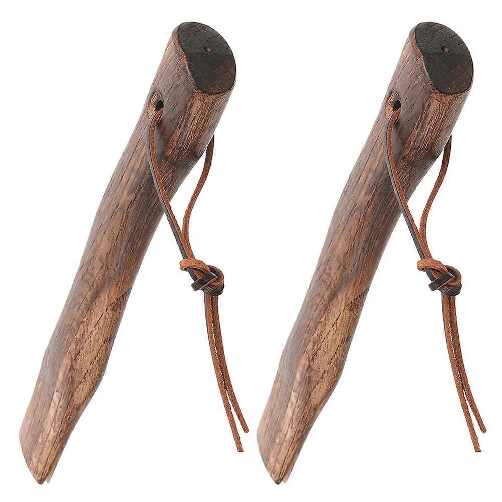 Wood Replacement Handle Grip Coffee 27.00X4.50X2.70CM Curved For Men 2Pack