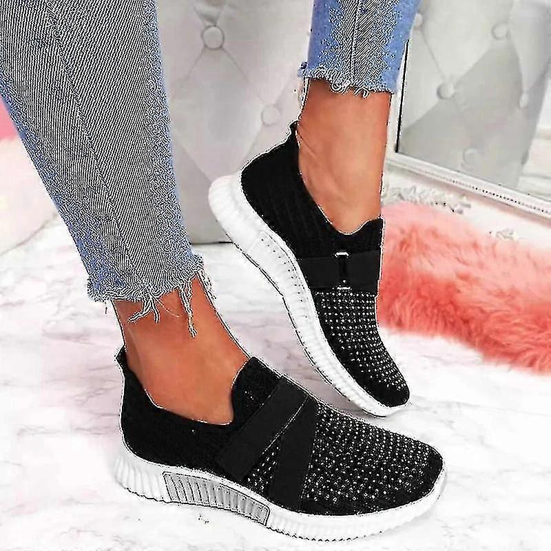 Slip-on pantofi cu ortopedice sole femei moda Sneakers Platforma Sneaker pentru femei pantofi de mers pe josblack-35 Ssxjv C