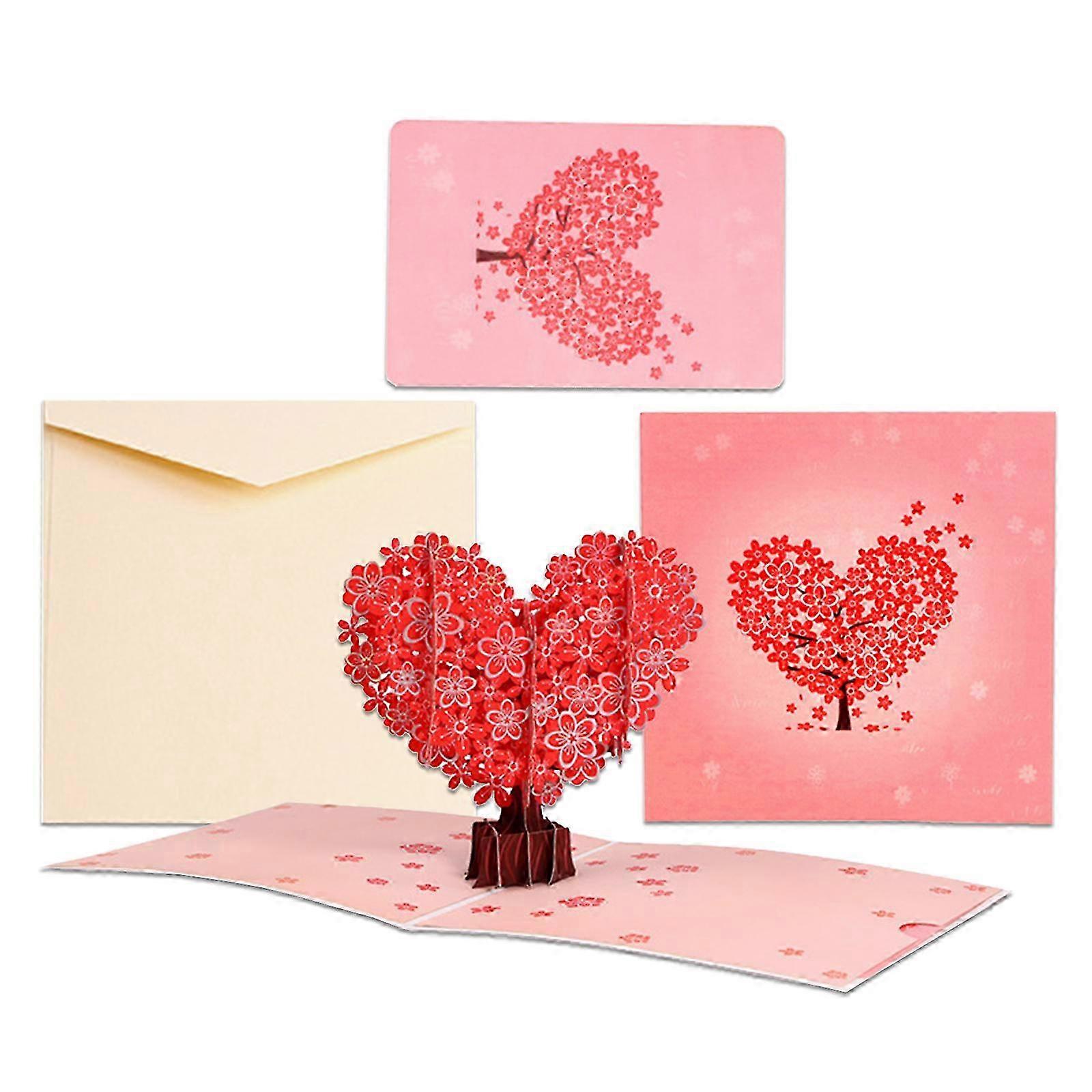 1 piece of 3D stereoscopic greeting card - heart-shaped tree