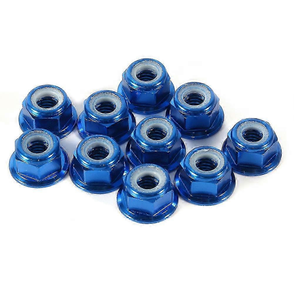 M5 Nylon Insert Self-Locking Hex Lock Nuts Aluminum Alloy 10pcs Set Royal Blue