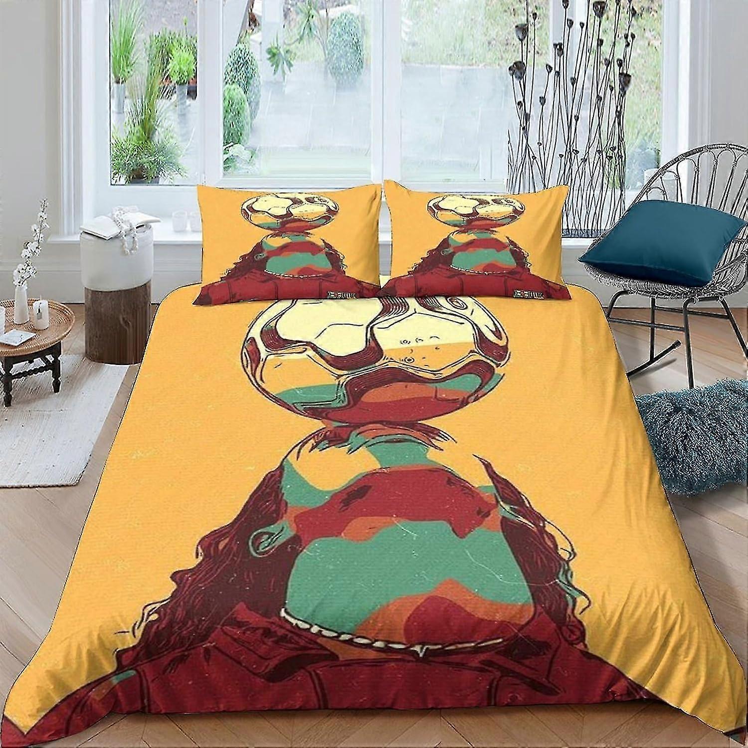 Soft Lightweight Microfiber Sports Pattern Duvet Cover Bedding Set with Zipper Closure for Double and King Size