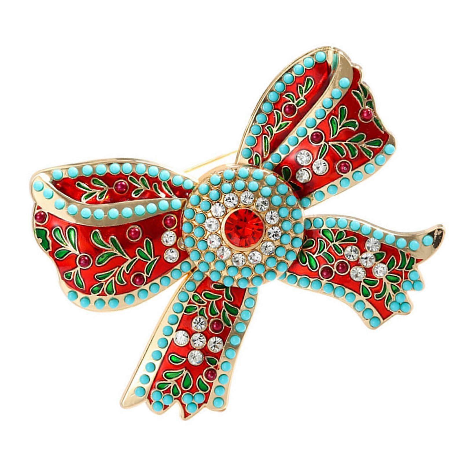Elegant Bow Brooch Royal Courts Motif With Sparkling Rhinestones Metal 6.2x7.8cm Unique For Formal Occasions