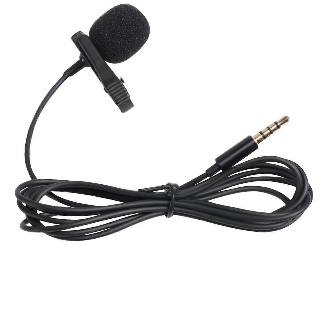 Tie Clip Microphone Karaoke Microphone Black Clip-On for Smartphones and Cameras, Pack of 1