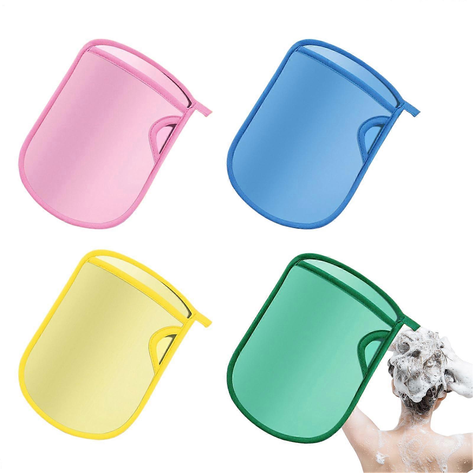 Body Scrub Glove Set, 4 Quick Drying Reusable Spa Mitts, 7.09 x 5.12 Inches for Gentle Skin Cleansing and Dry Brushing