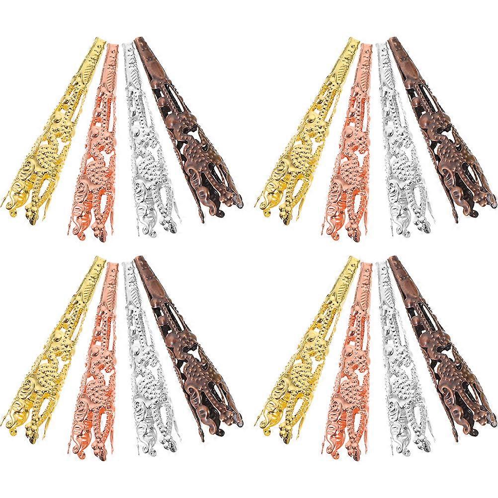 60pcs Metal Bead Caps for Jewelry Making – Cone Shaped, Durable DIY Supplies for Bracelets & Necklaces, Assorted Colors