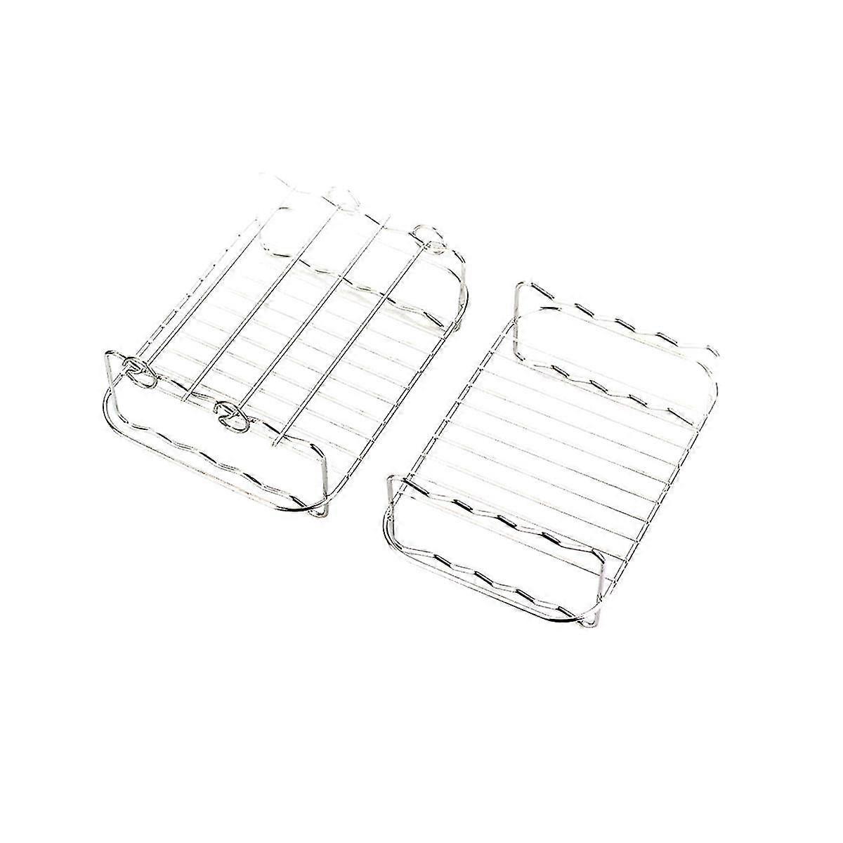2 Pcs Rack For Double Basket Air Fryers Compatible With Dz401 Double Basket Air Fryers Accessories（Silver）