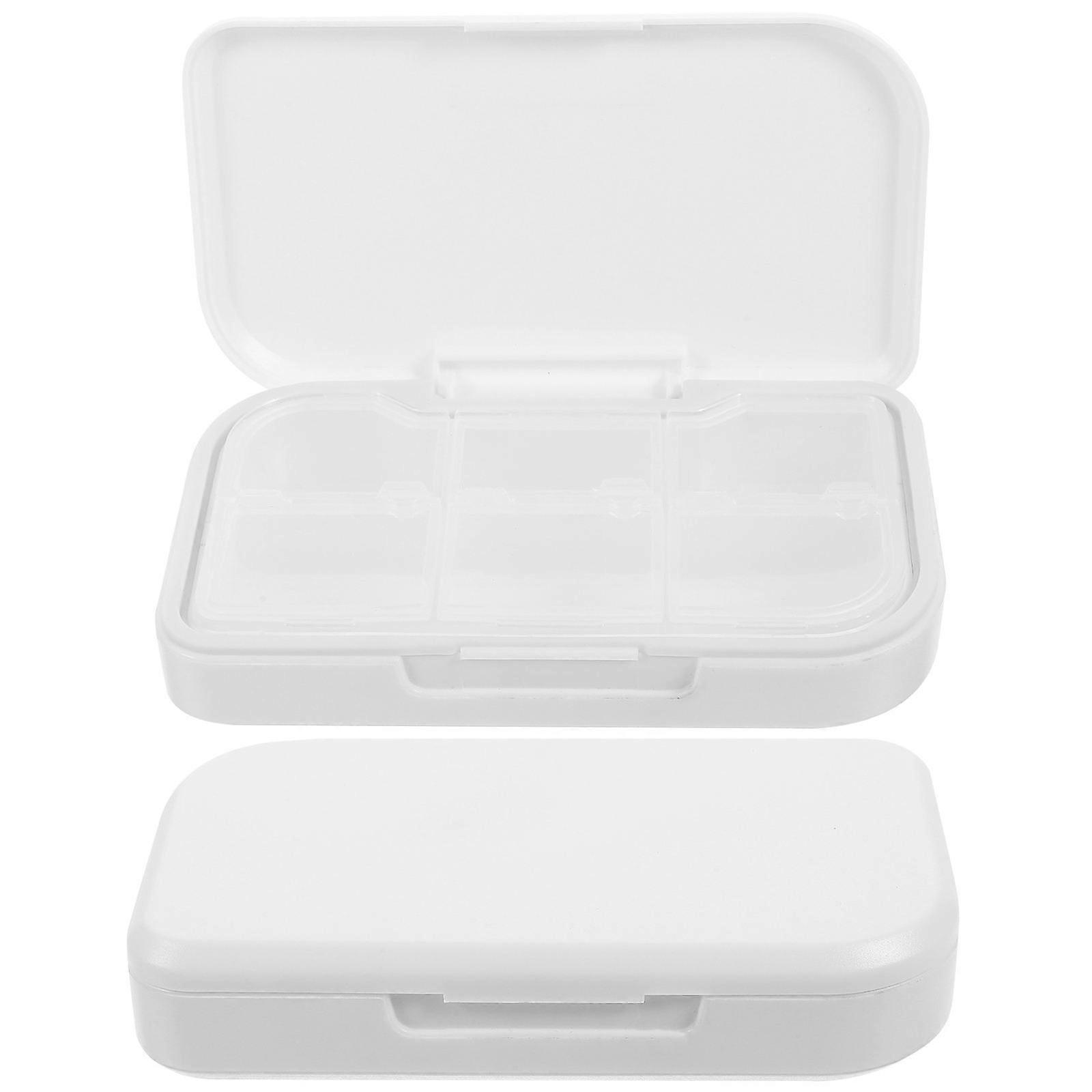 Portable Pills Organizer 6 Compartments for Storing 2Pcs White Case
