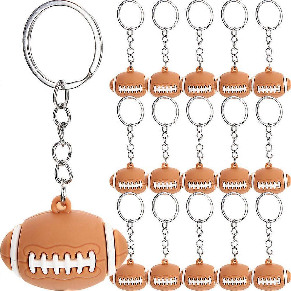 男の子用ラグビーキーホルダー16個–軽量スポーツテーマバックパックオーナメント、バッグおよび荷物吊り下げアクセサリー用の装飾キーリング