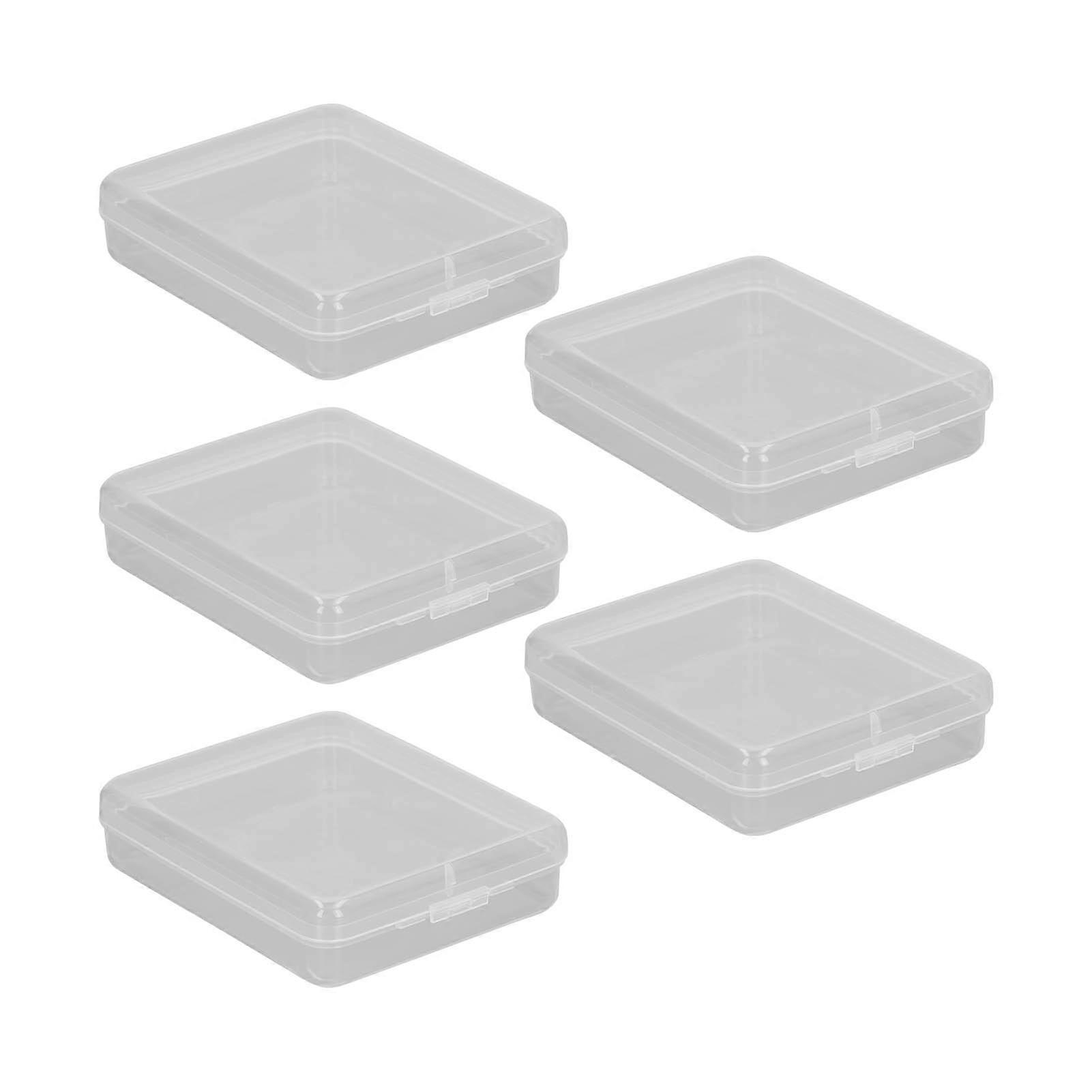 5PCS Plastic Storage Boxes Empty Packaging Box Rectangular Container for Parts Jewelry Handicrafts Transparent