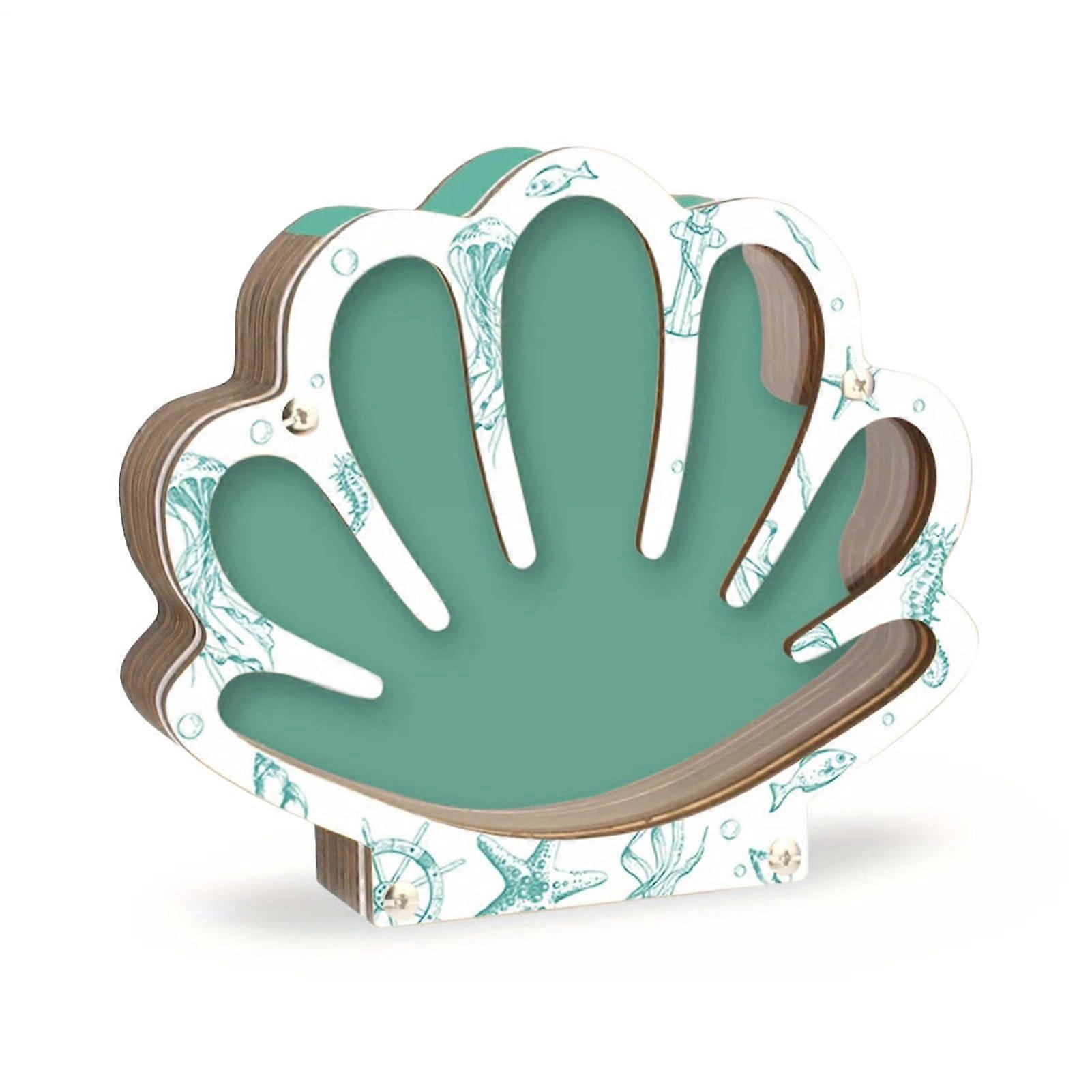 Shell Display Case - Decorative Storage Box for Shell Collections - Clear Wood Box for Kids Beach Finds Home Decor