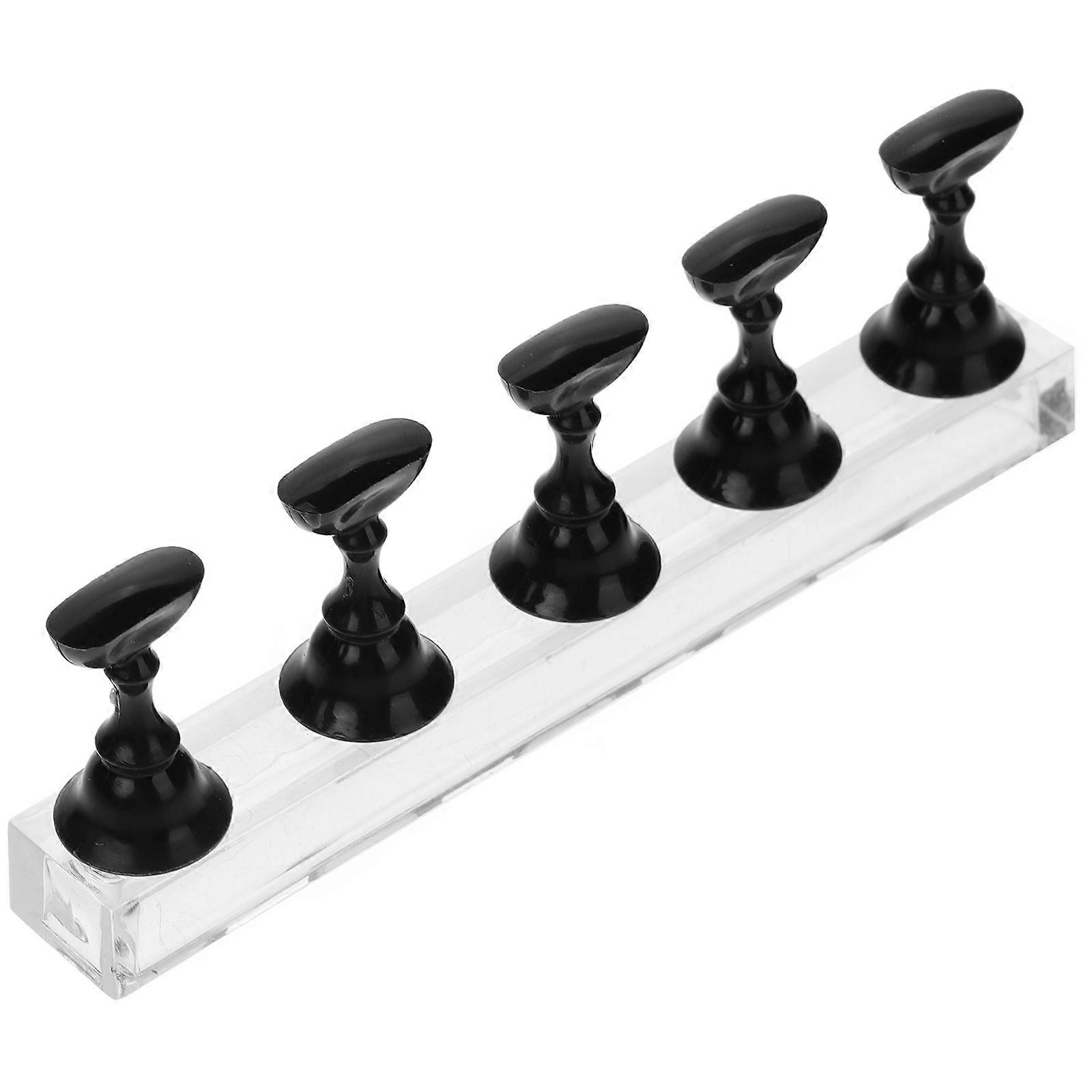 Practice Fingers For Acrylic Nails Plastic Nail Stand Elegant Black Color Salon Equipment 5Pcs