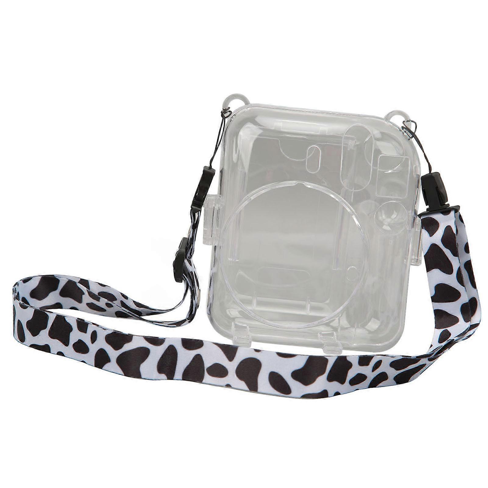 Instant Camera Case Kit Shoulder Strap Sticker Camera Case Durable Camera Protective Clear Case for Instax Mini 12 Cow Pattern 