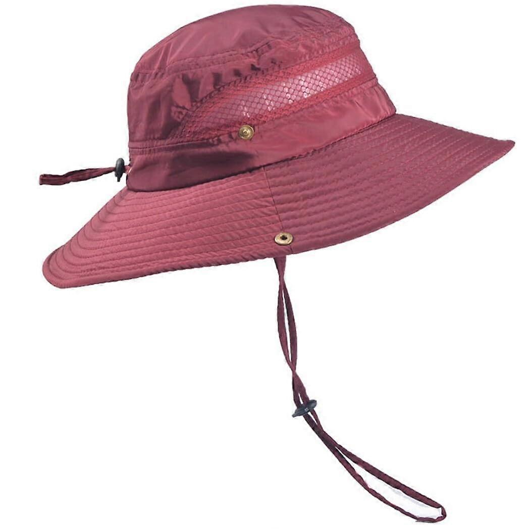 Portable Mesh Sun Hat with Neck Strap for Men: Breathable Fishing and Beach Cap, Wide Brim, Blue 179, One Size