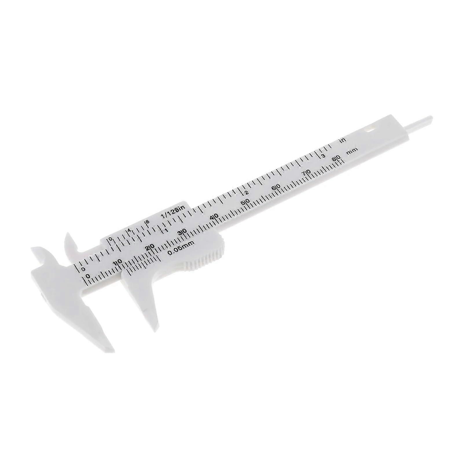 VNJUGF 080mm Double Scale White Plastic Vernier Caliper with Orange Mini Measuring Tool for Students Antique Measurements Wanglan