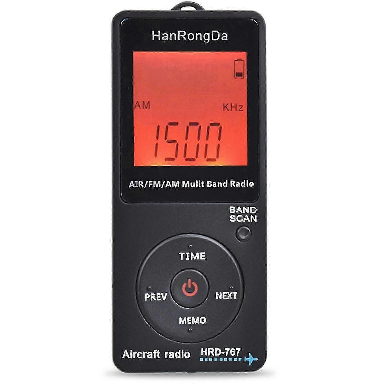 Radio Aircraft Band Receiver FM/AM/AIR Radio World Band with LCD Display Lock Button Pocket Radio